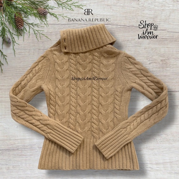 Banana Republic Angora Blend Cable Knit Convertible Collar Sweater *iamwarrior - Picture 7 of 11